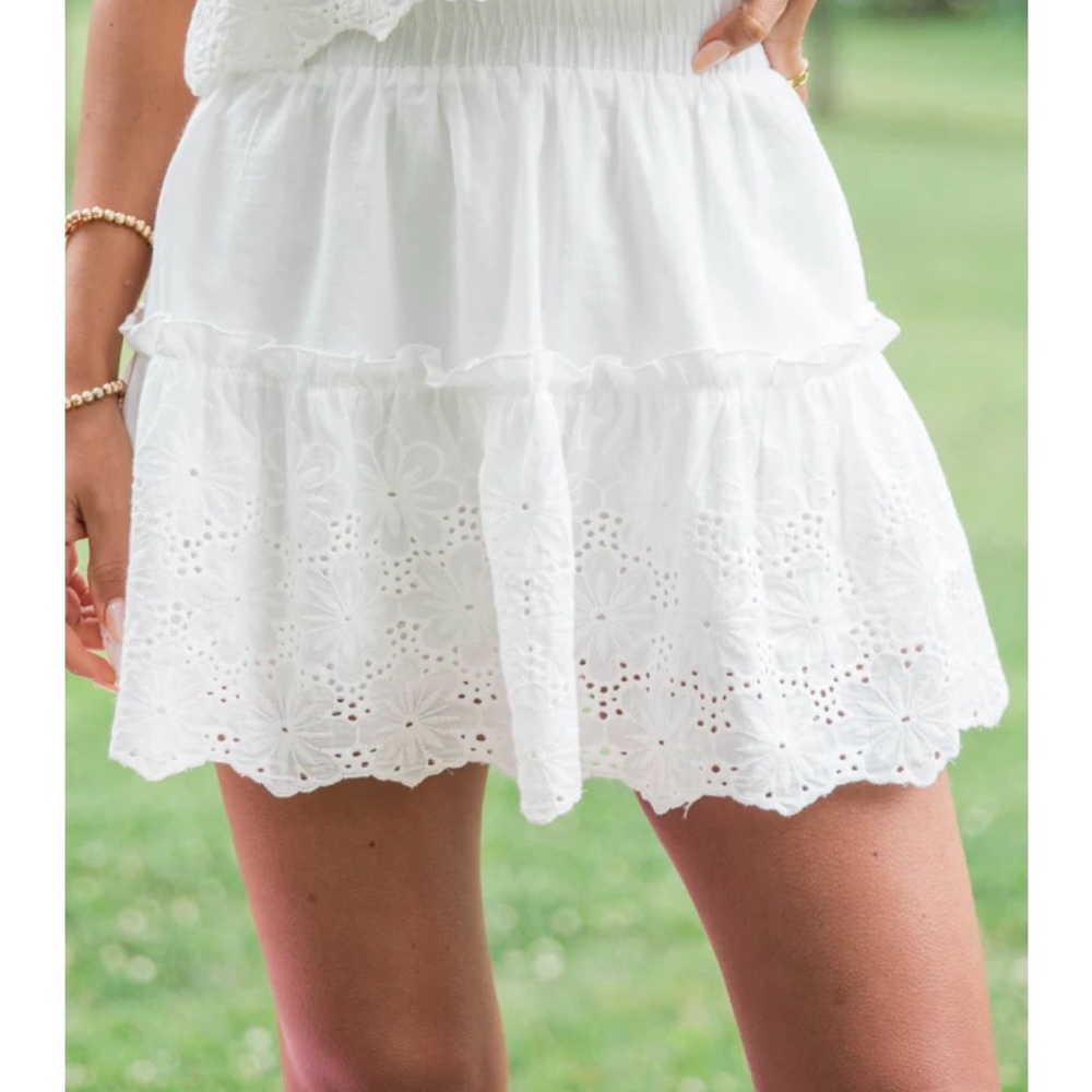 Pink Lily White Eyelet Skirt